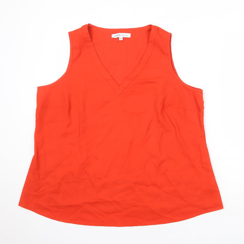 Capsule Womens Orange Polyester Basic Tank Size 22 V-Neck