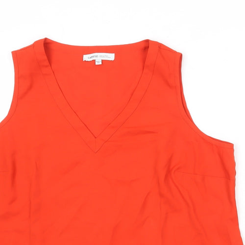 Capsule Womens Orange Polyester Basic Tank Size 22 V-Neck