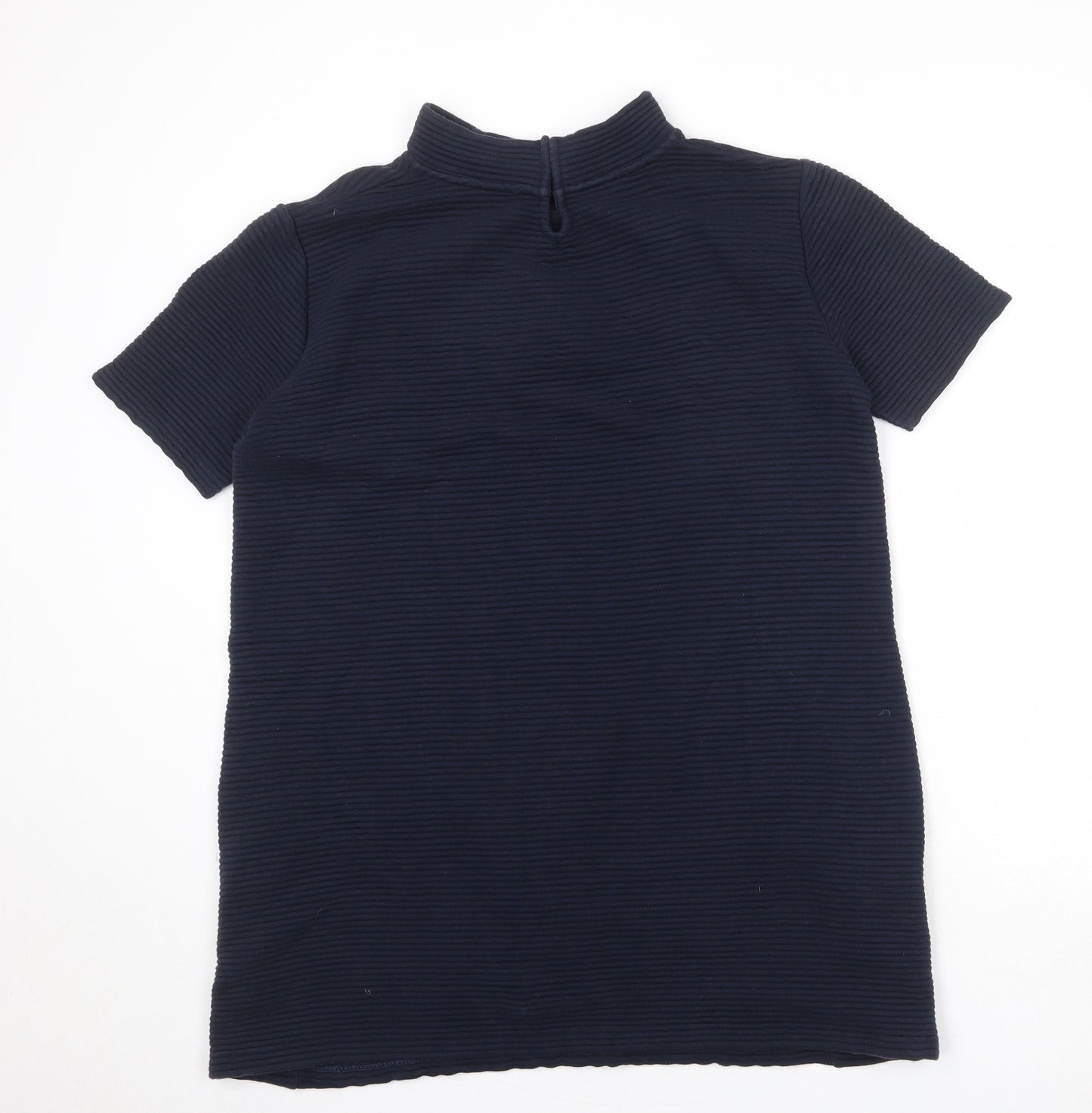 French Connection Womens Blue Cotton A-Line Size 14 High Neck Hook & Eye