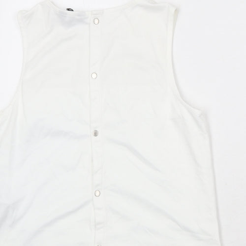 New Look Womens White Polyester Basic Tank Size 12 Round Neck - Lace Details