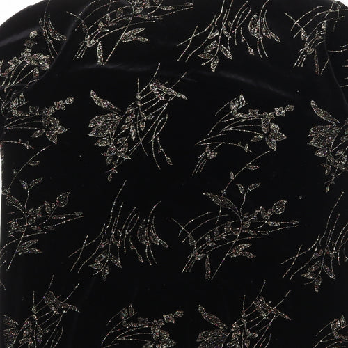 Charmell Womens Black Geometric Polyester Basic T-Shirt Size M Round Neck