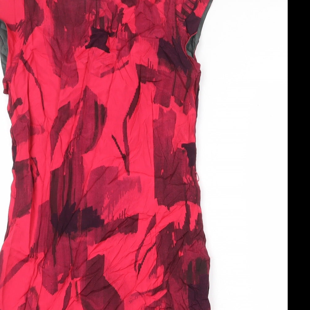 Minuet Womens Pink Geometric Viscose Shift Size 12 Round Neck Zip
