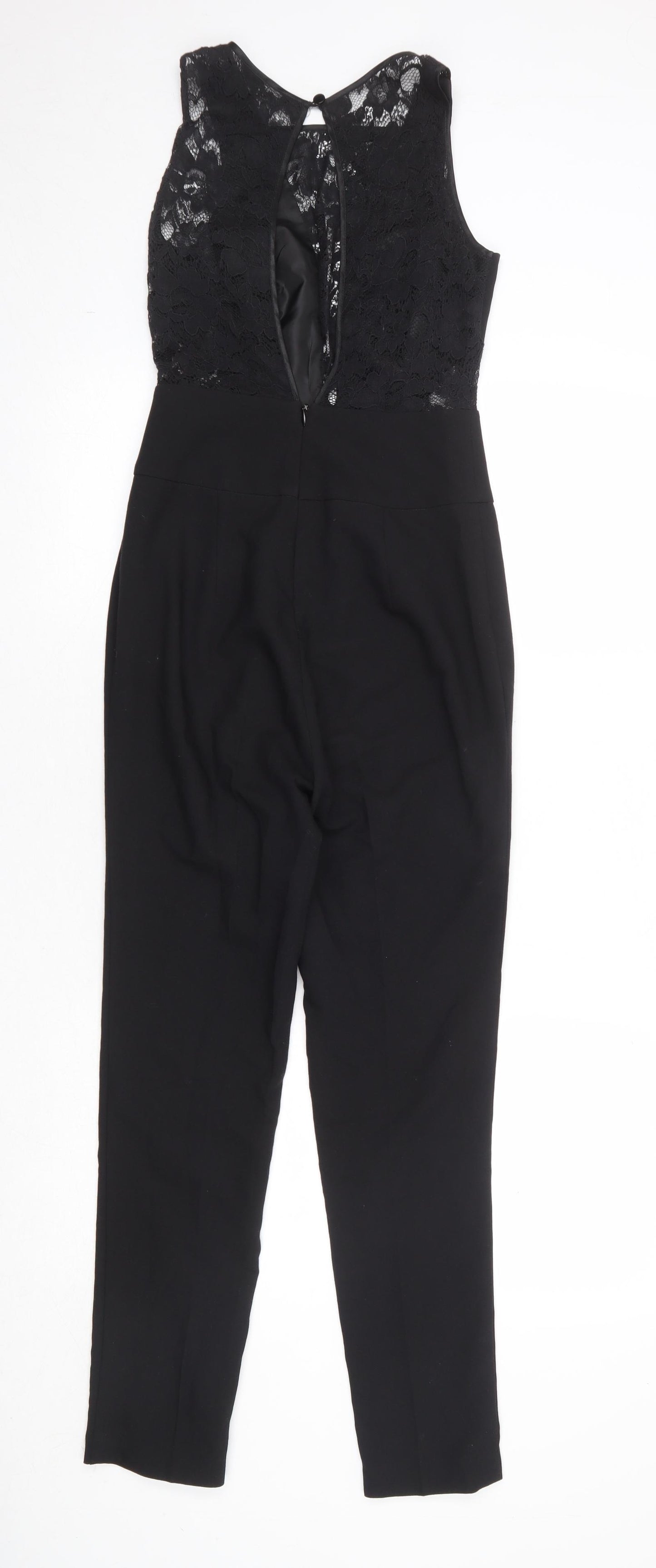 Miss Selfridge Womens Black Polyester Jumpsuit One-Piece Size 6 Zip