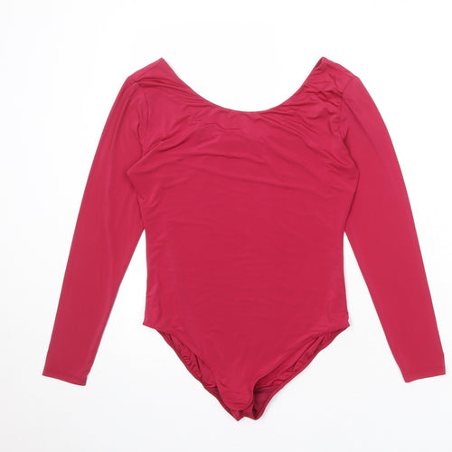 Marks and Spencer Womens Pink Polyester Bodysuit One-Piece Size 12 Snap