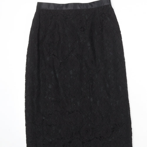 Entente Womens Black Geometric Viscose A-Line Skirt Size 12 Zip
