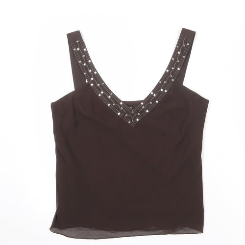 Per Una Womens Brown Polyester Basic Tank Size 14 V-Neck