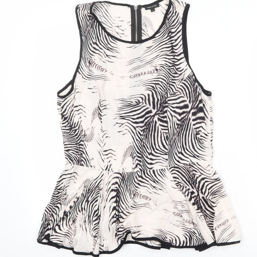 River Island Womens Ivory Animal Print Viscose Basic Blouse Size 12 Round Neck - Zebra Print