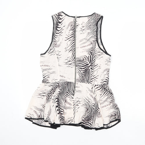 River Island Womens Ivory Animal Print Viscose Basic Blouse Size 12 Round Neck - Zebra Print