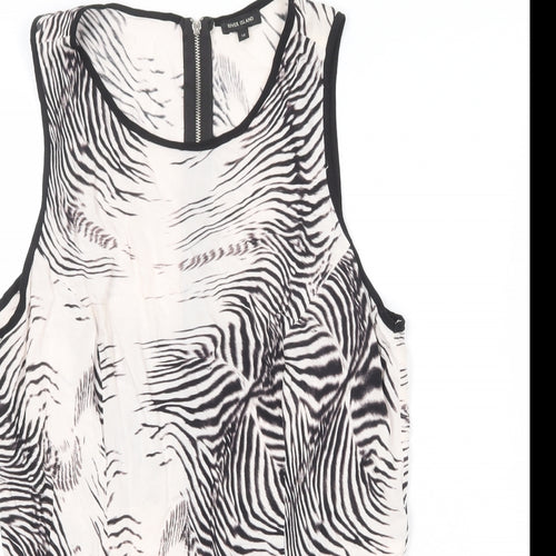 River Island Womens Ivory Animal Print Viscose Basic Blouse Size 12 Round Neck - Zebra Print