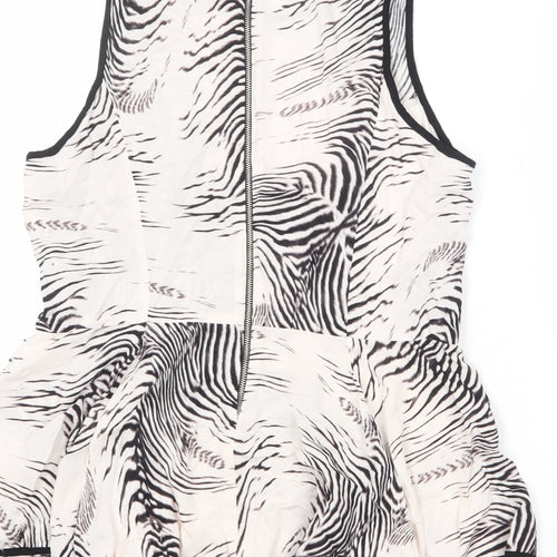 River Island Womens Ivory Animal Print Viscose Basic Blouse Size 12 Round Neck - Zebra Print