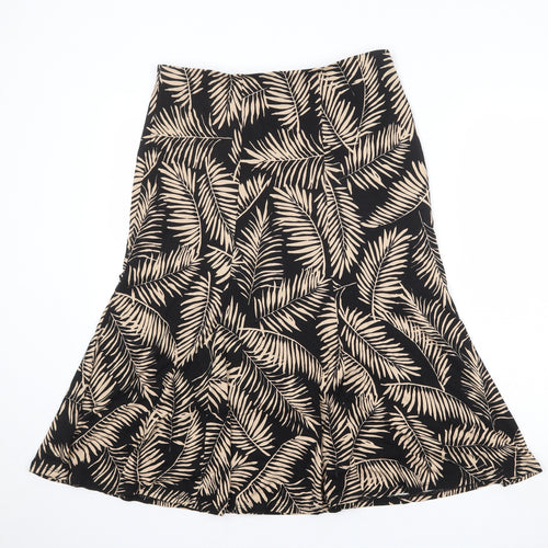 CC Womens Black Geometric Polyester Swing Skirt Size M - Leaf Pattern