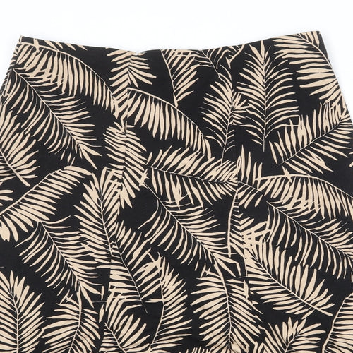 CC Womens Black Geometric Polyester Swing Skirt Size M - Leaf Pattern