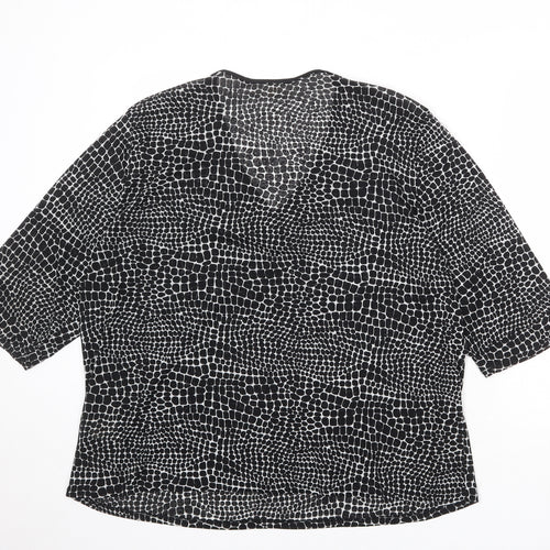 Ann Harvey Womens Black Geometric Polyester Basic Blouse Size 26 V-Neck