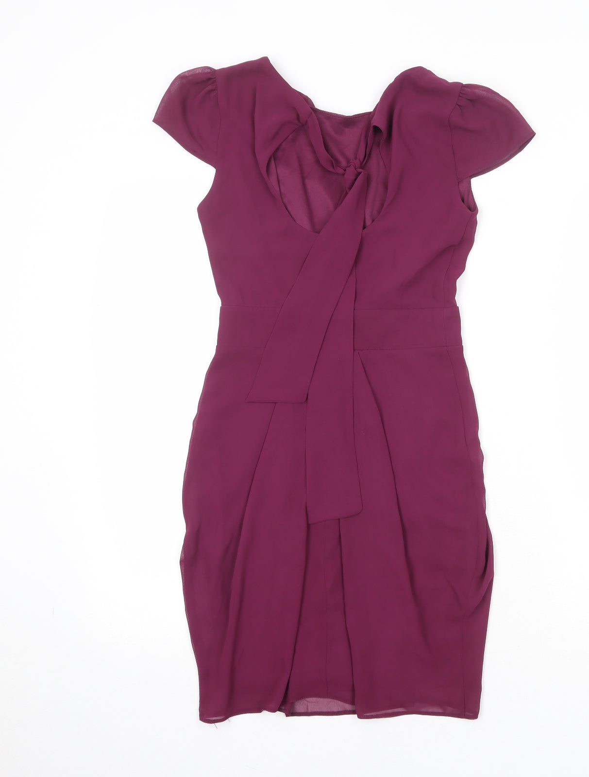 River Island Womens Purple Polyester Shift Size 6 Round Neck Tie