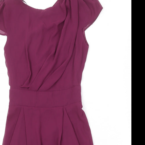 River Island Womens Purple Polyester Shift Size 6 Round Neck Tie