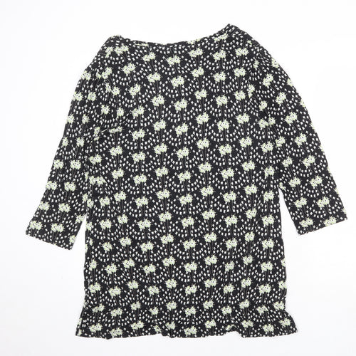 NEXT Womens Black Geometric Viscose A-Line Size 20 Round Neck Pullover