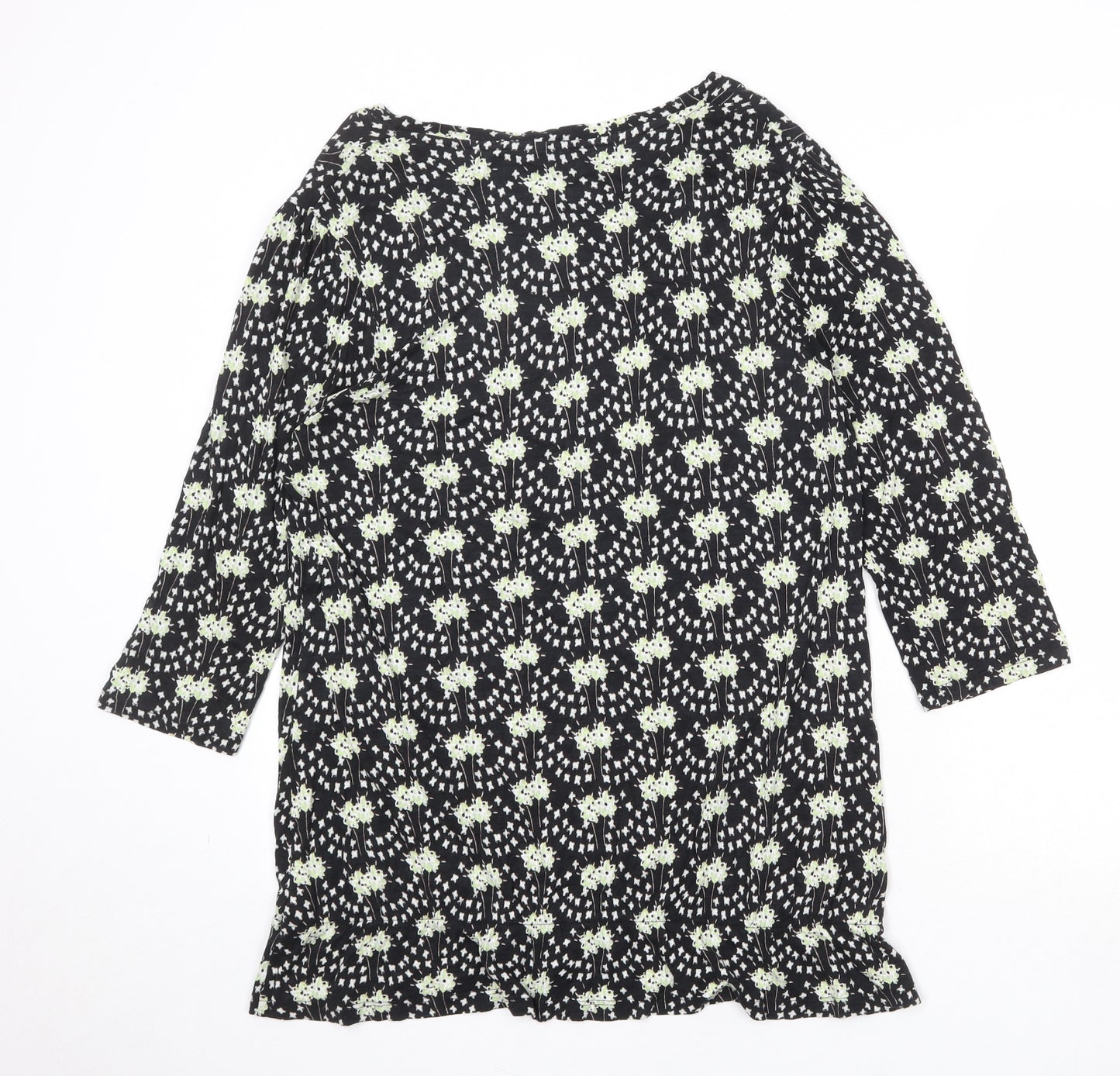 NEXT Womens Black Geometric Viscose A-Line Size 20 Round Neck Pullover