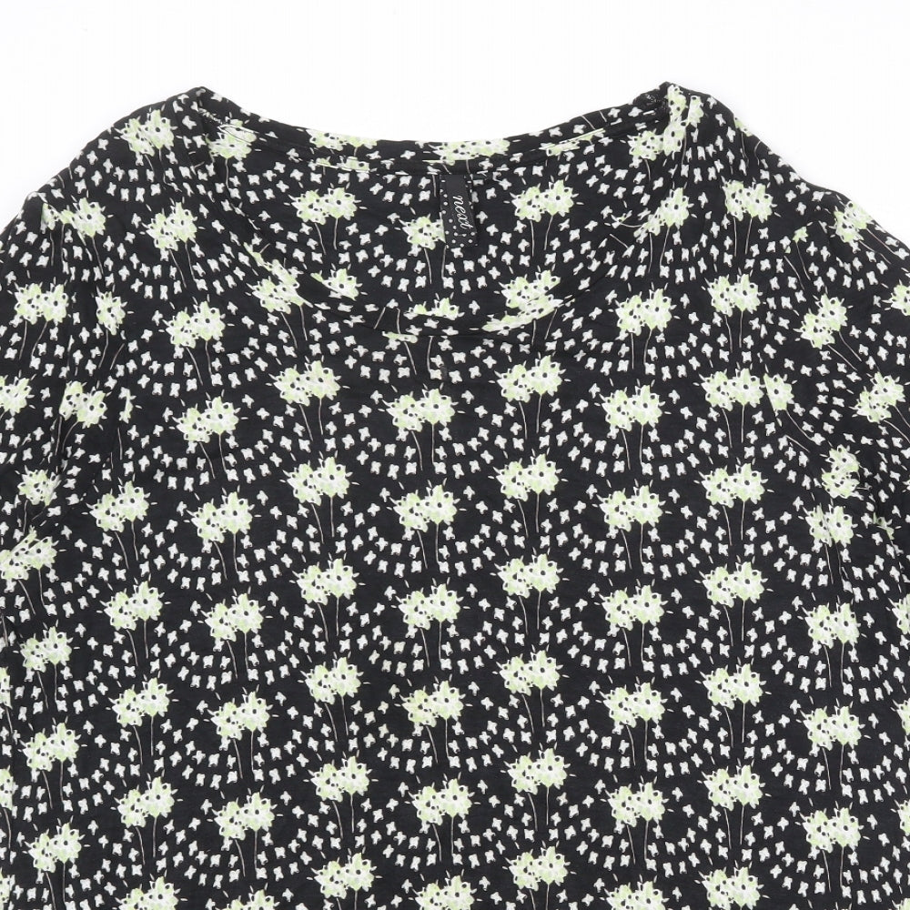NEXT Womens Black Geometric Viscose A-Line Size 20 Round Neck Pullover