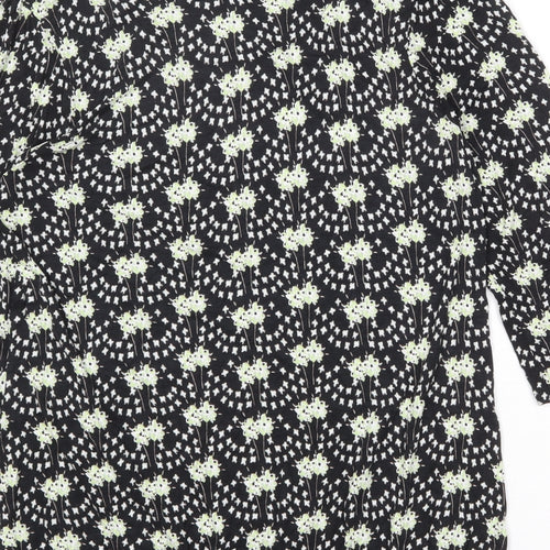 NEXT Womens Black Geometric Viscose A-Line Size 20 Round Neck Pullover