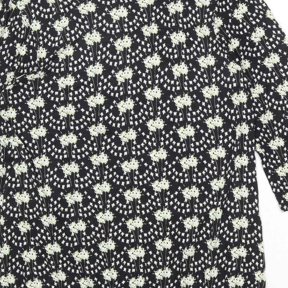 NEXT Womens Black Geometric Viscose A-Line Size 20 Round Neck Pullover