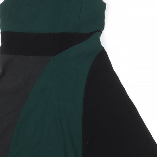 Marks and Spencer Womens Multicoloured Colourblock Polyester Shift Size 14 Round Neck Zip
