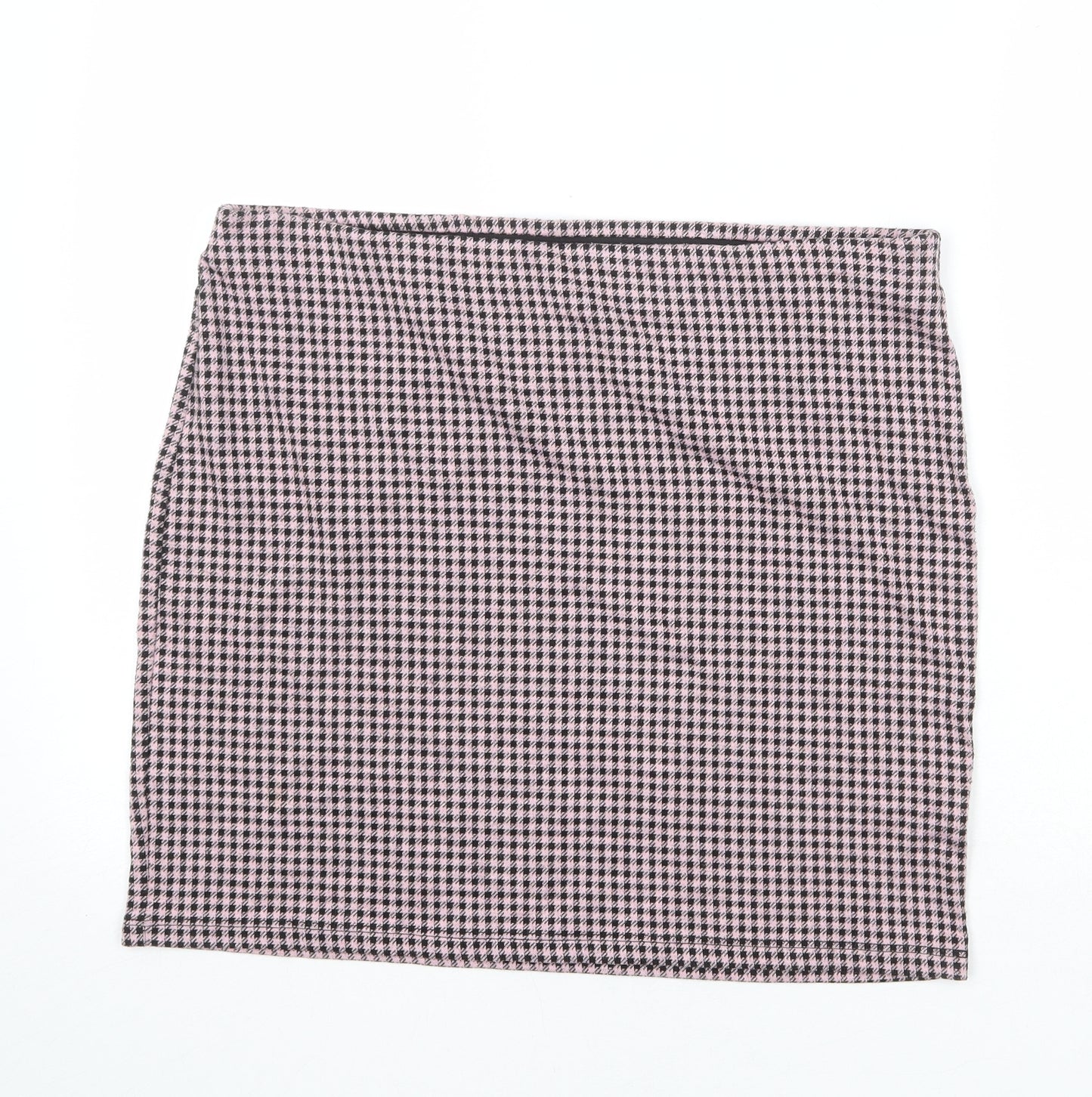 New Look Womens Pink Check Polyester A-Line Skirt Size 18
