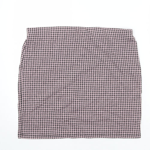 New Look Womens Pink Check Polyester A-Line Skirt Size 18