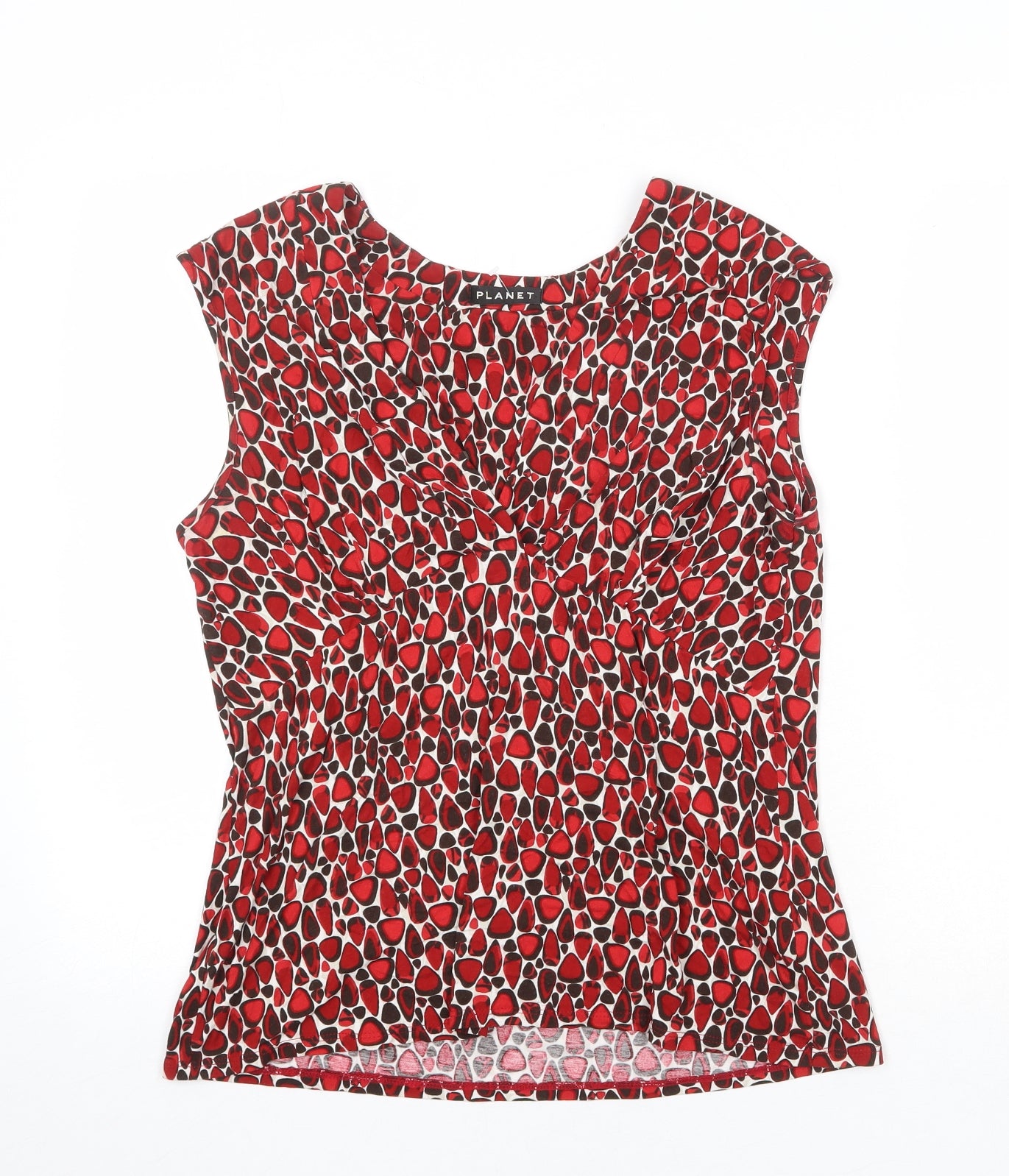 Planet Womens Multicoloured Geometric Viscose Basic Blouse Size L V-Neck