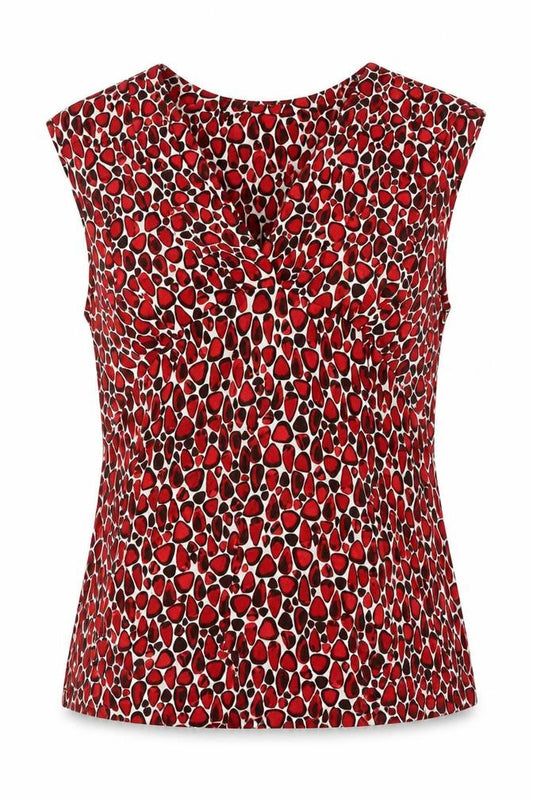 Front view of Planet women’s multicoloured geometric viscose basic blouse, size L, v-neck