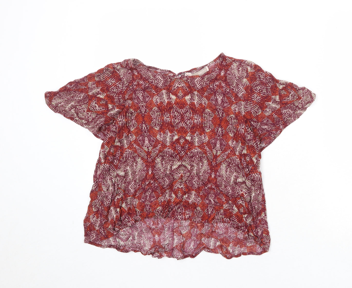 FOREVER 21 Womens Multicoloured Geometric Polyester Basic Blouse Size S Round Neck