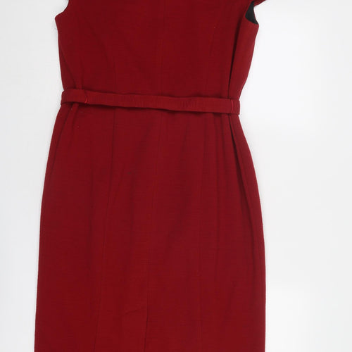 CC Womens Red Acrylic Shift Size 14 Round Neck Zip