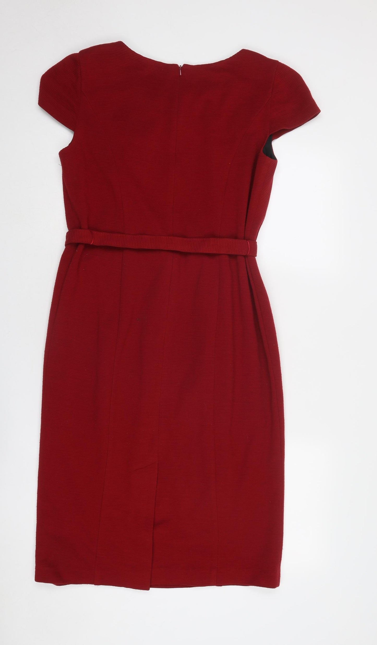 CC Womens Red Acrylic Shift Size 14 Round Neck Zip