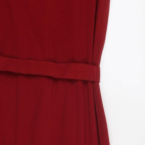 CC Womens Red Acrylic Shift Size 14 Round Neck Zip