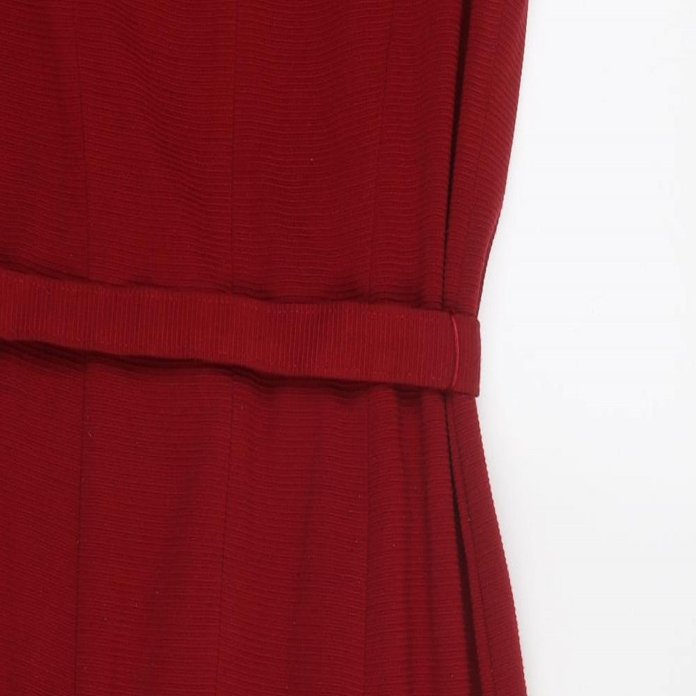CC Womens Red Acrylic Shift Size 14 Round Neck Zip