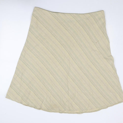 Equorian Womens Beige Striped Polyester A-Line Skirt Size 20 Zip