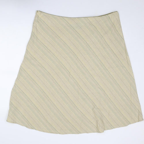 Equorian Womens Beige Striped Polyester A-Line Skirt Size 20 Zip