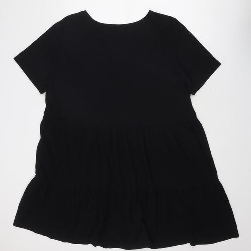 New Look Womens Black Cotton T-Shirt Dress Size 20 Round Neck Pullover