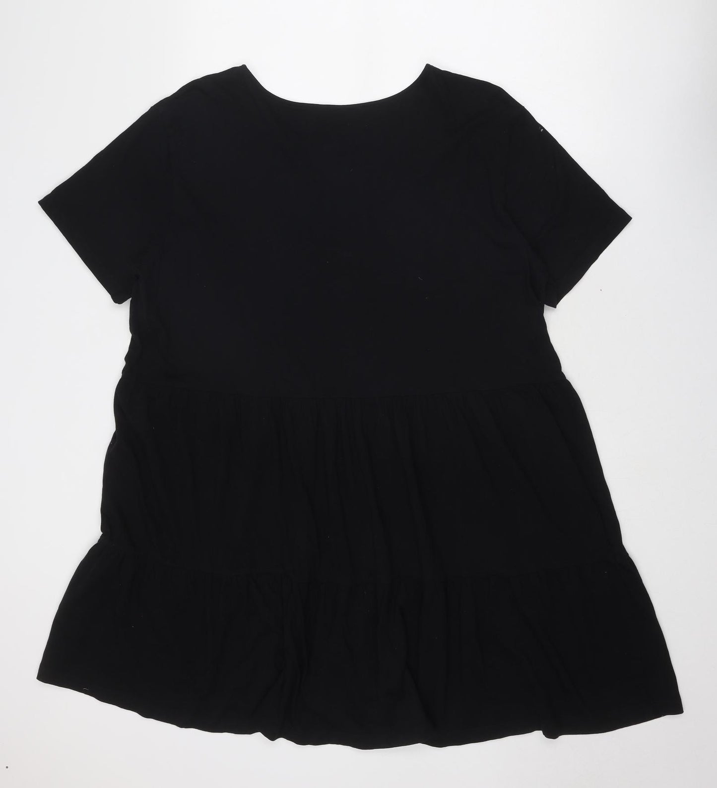 New Look Womens Black Cotton T-Shirt Dress Size 20 Round Neck Pullover
