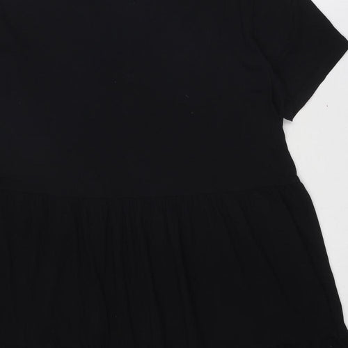 New Look Womens Black Cotton T-Shirt Dress Size 20 Round Neck Pullover