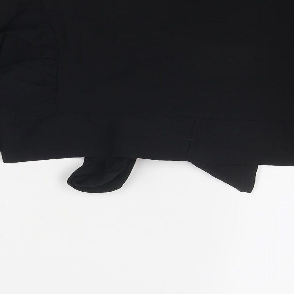 Boohoo Womens Black Polyester Cropped Blouse Size 8 V-Neck - Tie Front