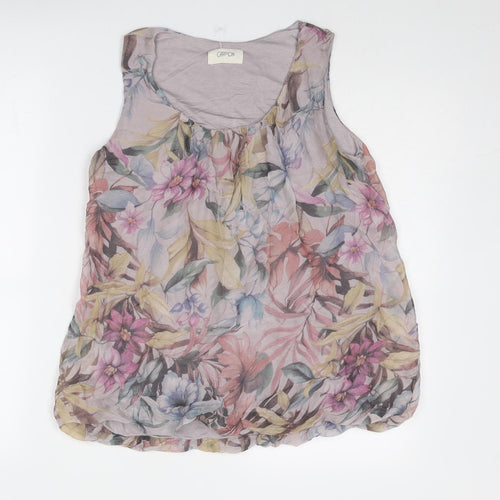 Cartoon Womens Multicoloured Floral Viscose Basic Tank Size 10 Scoop Neck