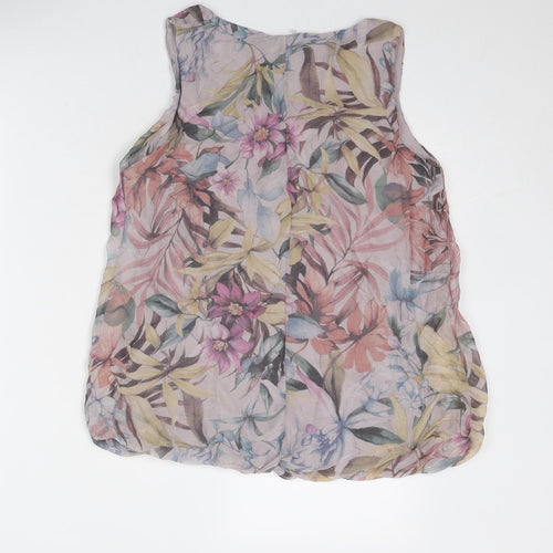 Cartoon Womens Multicoloured Floral Viscose Basic Tank Size 10 Scoop Neck