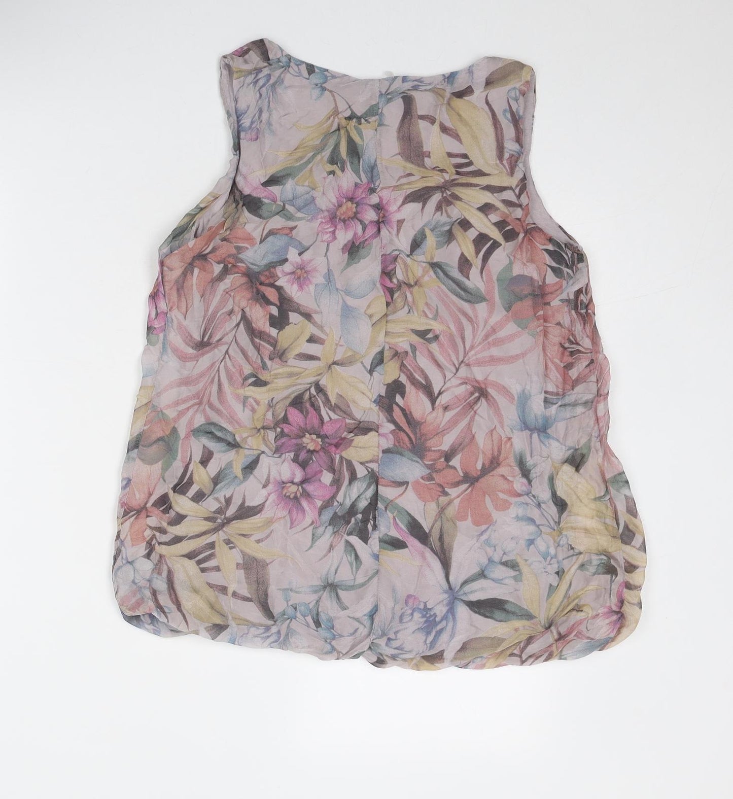 Cartoon Womens Multicoloured Floral Viscose Basic Tank Size 10 Scoop Neck