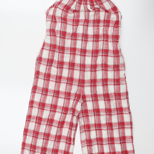 NEXT Girls Red Plaid Cotton Jumpsuit One-Piece Size 9 Years Pullover