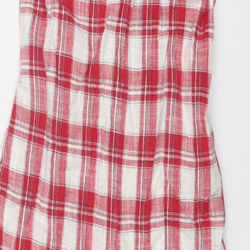 NEXT Girls Red Plaid Cotton Jumpsuit One-Piece Size 9 Years Pullover