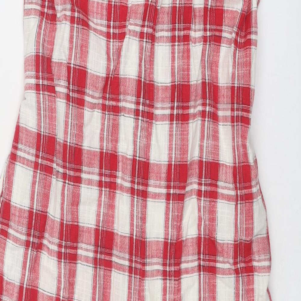 NEXT Girls Red Plaid Cotton Jumpsuit One-Piece Size 9 Years Pullover