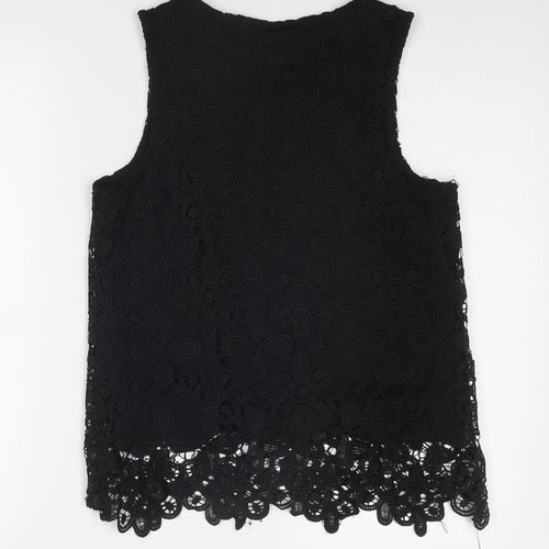 Dorothy Perkins Womens Black Geometric Polyester Basic Tank Size 12 Round Neck