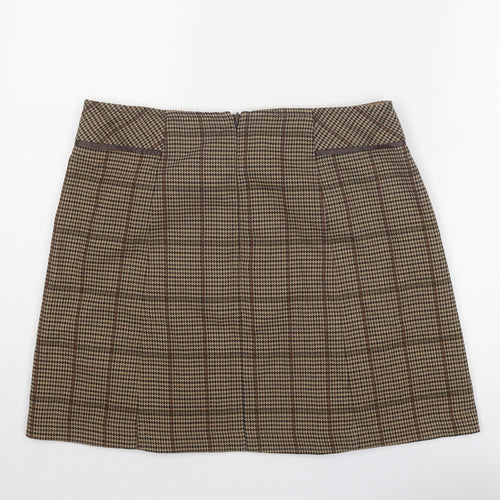 NEXT Womens Brown Plaid Polyester A-Line Skirt Size 12 Zip