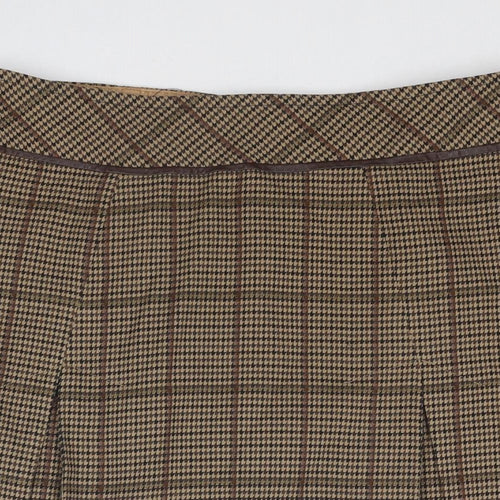 NEXT Womens Brown Plaid Polyester A-Line Skirt Size 12 Zip