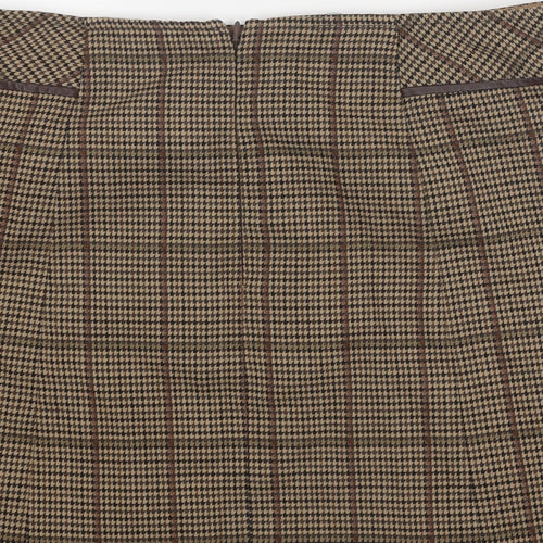 NEXT Womens Brown Plaid Polyester A-Line Skirt Size 12 Zip